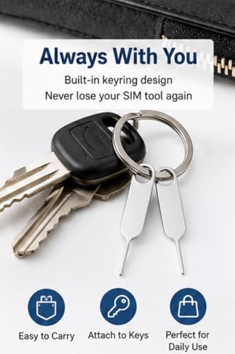 2 Pack PHONSUN Universal Sim Card Tray Removal Tool SD Opening Eject Pin fits Keyring for iPhone iPad Samsung Galaxy Google Pixel Motorola Phones (Key Ring is not Included) - size: 2 Pack Large