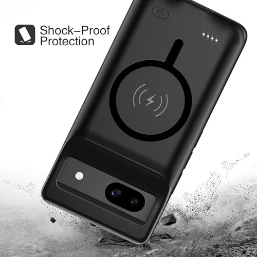 Battery Case for Pixel 8a, Upgraded 10000mAh Battery Pack Rechargeable Charger Case with Wireless Charging Compatible for Pixel 8a (6.1 inch) External Charging Cover(Black) - size: Pixel 8A