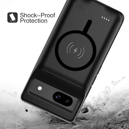Battery Case for Pixel 8a, Upgraded 10000mAh Battery Pack Rechargeable Charger Case with Wireless Charging Compatible for Pixel 8a (6.1 inch) External Charging Cover(Black) - size: Pixel 8A