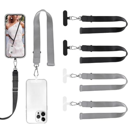 MOLOPPO Phone Lanyard for Smartphone, Adjustable Crossbody Strap-Black+Grey - color: A1-2 Pack Black+2 Pack Gray