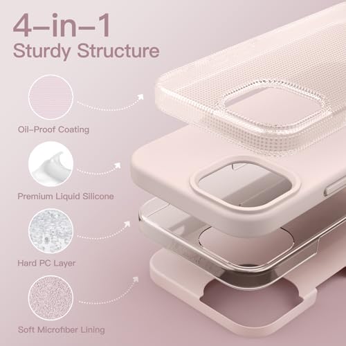 JETech Silicone Case for iPhone 15 Pro Max, Light Pink | Silky Soft Touch, Shockproof Protection, Scratch Resistant, Microfiber Lining - color: Light Pink, size: iPhone 15 Pro Max