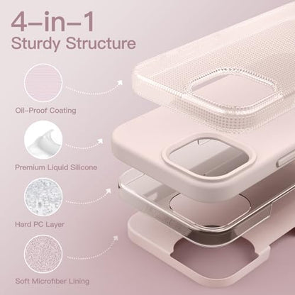JETech Silicone Case for iPhone 15 Pro Max, Light Pink | Silky Soft Touch, Shockproof Protection, Scratch Resistant, Microfiber Lining - color: Light Pink, size: iPhone 15 Pro Max