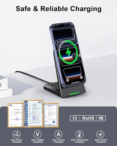 NANAMI 25W Magnetic Wireless Charger Stand, Fast Phone Charger for Magsafe - color: Black