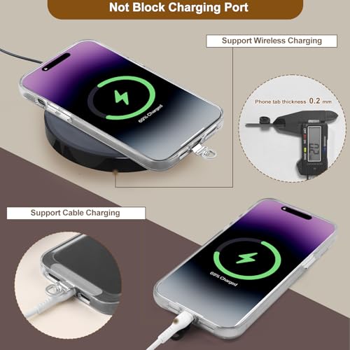 YFWE Clip and Go Strap for Phone With Wallet Crossbody (Detachable RFID Wallet) - Adjustable Phone Strap w/Soft Silicone Pad, Universal Phone Lanyard with 360° Rotatable Tether Tabs for All Phones - color: 1-black