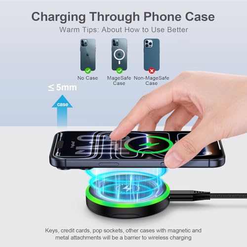 Super Fast Magnetic Wireless Charger Pad MagSafe 25W with 30W Power Adapter - color: Black
