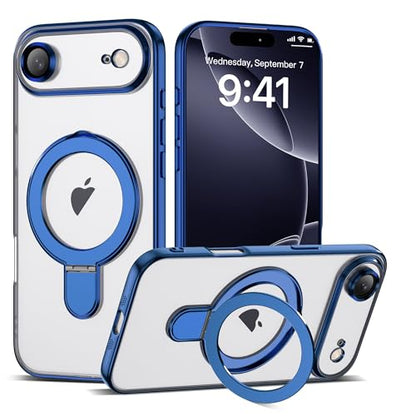 Plating Clear Case for iPhone 17 Air with Stand 6.3", Blue - color: Blue, size: Iphone 17 Air