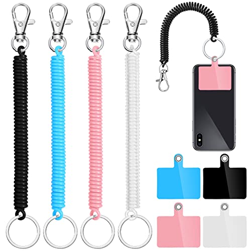 Konohan 4 Sets Phone Lanyard Tether with Patch - color: Clear, Blue, Black, Pink