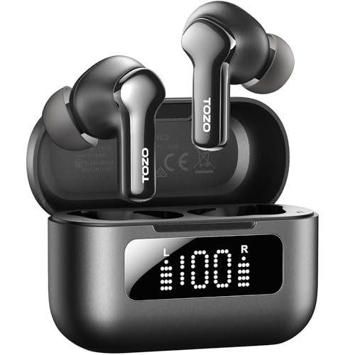 TOZO Hybrid Active Noise Cancelling in Ear Wireless Earbuds, 68H Playtime - color: Black