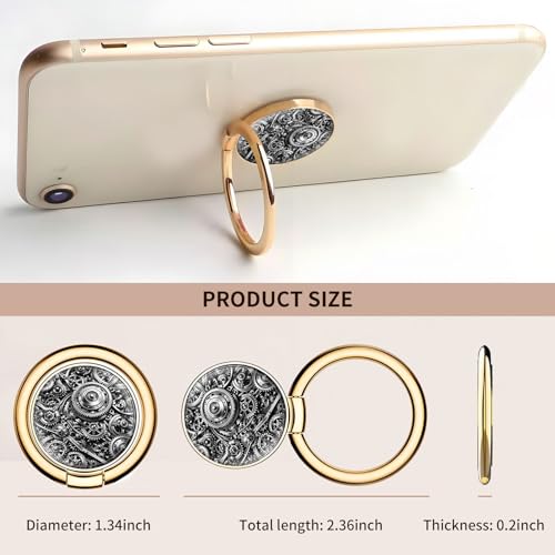 Cell Phone Ring Holder, Cute Metal Phone Grip Stand Finger Ring Kickstand, Flexible 360°Rotation Phone Tablet Case Accessories Compatible with Most Phones Silvery Gear Pattern - color: Silvery Gear Pattern