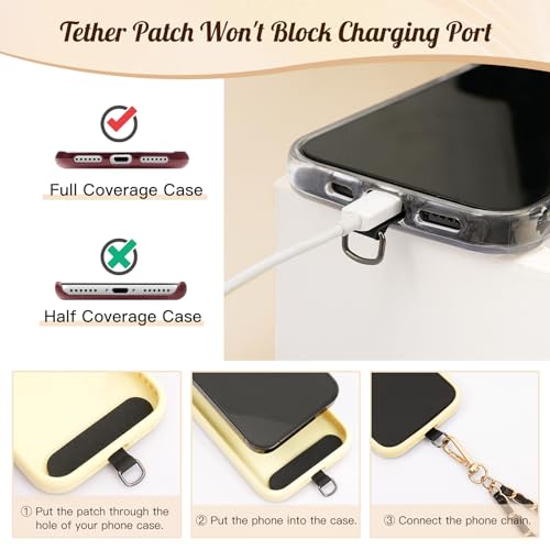 TiMOVO Phone Lanyard Metal Chain Crossbody, Gold & Black - color: Black, size: Standard
