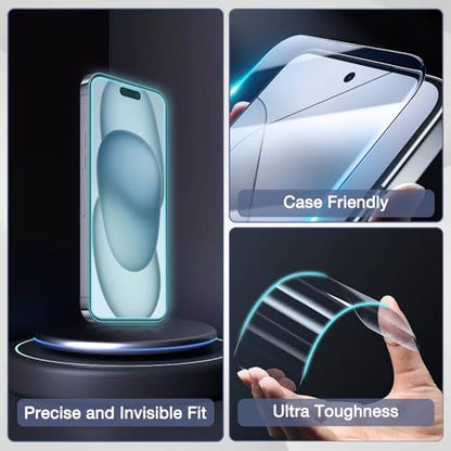 2-Pack Privacy Screen Protector for iPhone 15 Pro Max 6.7-inch, 9H Tempered Glass, Full Coverage, Anti-Fingerprint, Auto Dust-Elimination, No Bubble, Easy Installation - size: for iPhone 15 Pro Max