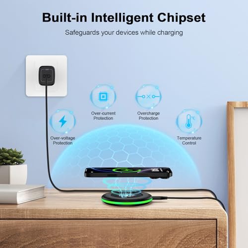 for Galaxy S25 Ultra Wireless Charger Pad for Samsung Galaxy S25 Edge S25 Plus S24FE S24 Ultra S23 S22,15W Fast Charging Station for iPhone 17 Air 16e 16 15 Pro Max 15 Plus,Google Pixel 10 9a 9 Pro XL