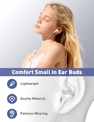 iMangoo Wired Earbuds 3.5mm Jack School Airplane Travel Headphones White - color: White