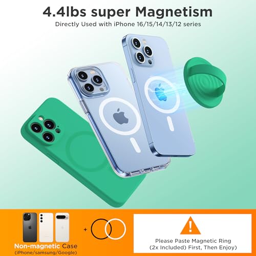Upgraded Magnetic Phone Grip, Liquid Silicone Soft and Portable, Removable Finger Loop Ring Grip Holder for iPhone, Strong Magnetic Attraction, Compatible with MagSafe Phone Case, Emerald Green - color: Emerald Green