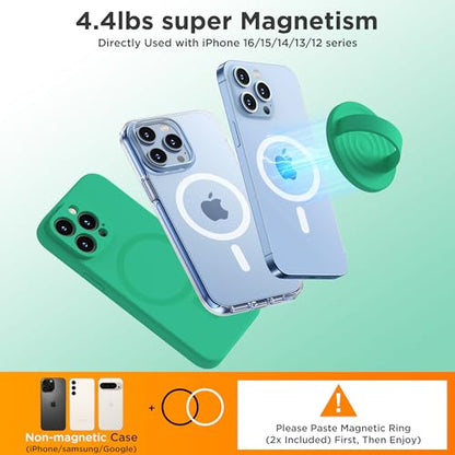 Upgraded Magnetic Phone Grip, Liquid Silicone Soft and Portable, Removable Finger Loop Ring Grip Holder for iPhone, Strong Magnetic Attraction, Compatible with MagSafe Phone Case, Emerald Green - color: Emerald Green