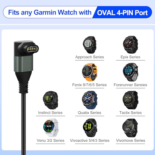 100W Multi Charging Cable with Garmin Watch Charger - 10ft Multi Charger Cable with 100W USB C, Mfi Lightning, Micro-USB, Garmin Watch Charger L-Shape for Garmin Watch iPhone 17-6 iPad Android Laptop