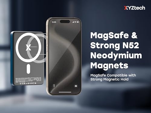 X Blade 10K Slim Magnetic Power Bank - 10000 mAh - MagSafe Portable Charger for iPhone and Samsung, Wireless Fast Charging USB-C PD 20W, Ultra Thin Metal Design, Metallic Blue - color: Metallic Blue