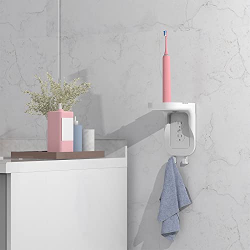 WALI Outlet Shelf Wall Holder, Fit for Duplex GFCI Decorative Outlet Shell A Space Saving for Smart Home, Speaker Mounts up to 20lbs with Cable Management (OSH002-W), White - size: Medium