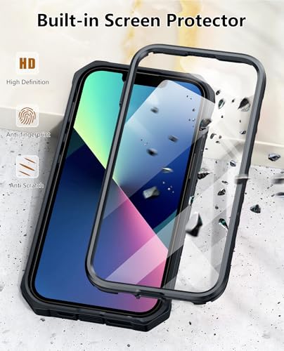 SOiOS for iPhone 13/14/15 Phone Case: for iPhone 16e Protective Cover with Built-in Kickstand | Heavy Duty Military Grade Hard Protection Shock Proof | Durable Dual-Layer Design Black | with Kickstand, 20FT Military-Grade Drop Shockproof Protection, Durab