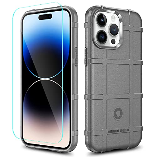 Rugged Shield 8ft Drop Proof TPU Thick Armor Tactical Protective Case Compatible with iPhone 14 Pro Max (6.7 inches) - Concrete Grey - color: Concrete Grey, size: iPhone 14 Pro Max