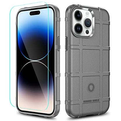 Rugged Shield 8ft Drop Proof TPU Thick Armor Tactical Protective Case Compatible with iPhone 14 Pro Max (6.7 inches) - Concrete Grey - color: Concrete Grey, size: iPhone 14 Pro Max