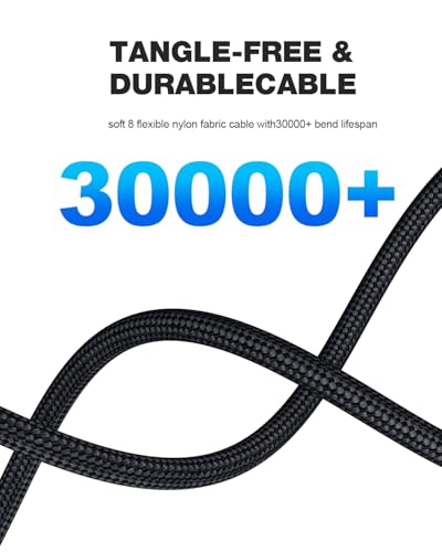 Flat Nylon Braided 90-Degree Right Angle USB A to USB C Cable - 10FT - size: 10FT, style: USB-A to USB-C
