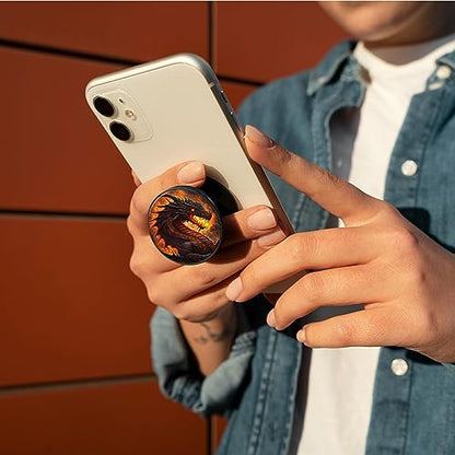 [2 Pack] Cell Phone Grip with Expanding Kickstand, Flame Dragon - color: Flame Dragon