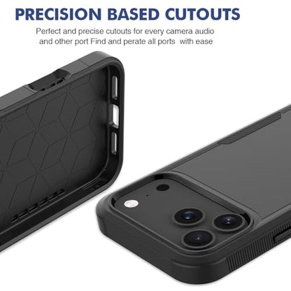 Heavy‑Duty Rugged Anti‑Drop Shockproof Protective Phone Case for iPhone 17 Pro Max, Durable Protective Shell, Black - color: Black, size: iPhone 17 Pro Max