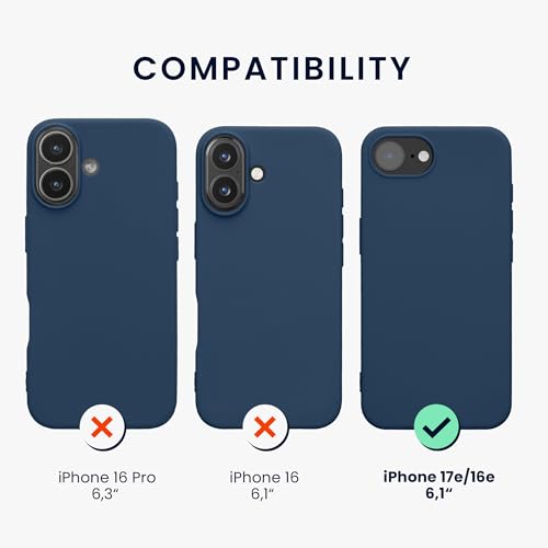 kwmobile Case Compatible with Apple iPhone 17e / iPhone 16e Case - Soft Slim Protective TPU Silicone Cover - Navy Blue - color: navy blue