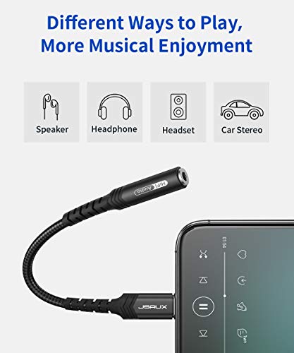 JSAUX Headphone Adapter for iPhone Lightning to 3.5mm Adapter-Black - color: Black, size: 1 Pack