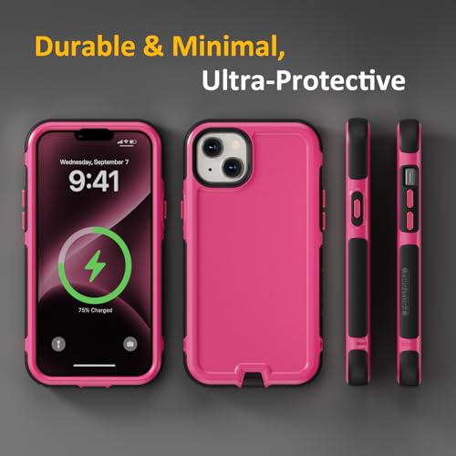 Follaroma Magnetic for iPhone 14 Case, Heavy Duty Phone Cases,Hot Pink,6.1" | Compatible with MagSafe, Heavy Duty Shockproof,Military-Grade Anti-Drop Protective,Dual Layer Magnetic Protection Phone Cover - color: Hot Pink, size: iPhone 14 6.1''