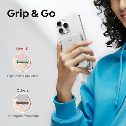 iWALK Magnetic Power Bank 10000mAh, 30W Wireless Portable Charger with Fast Charging USB-C Cable,Qi2 Certified 15W Battery Pack with LED Display for iPhone 17/16/16 Pro/15/14/13 Series, Samsung Galaxy - color: White