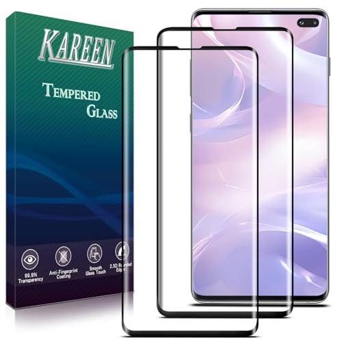 KAREEN 2 Pack Screen Protector for Samsung Galaxy S10 Plus Tempered Glass | 3D Full Coverage, 9H Hardness, Anti Scratch, Case Friendly - size: Galaxy S10 Plus 6.4-inch