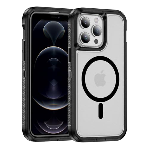 Magnetic for iPhone 13 Pro Case, Compatible with MagSafe, Shockproof Dustproof Drop Proof, Military Grade Double Layer Protection, Black/Clear - color: Magnetic Black/Clear, size: iPhone 13 PRO
