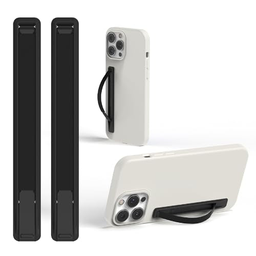 SleekStrip SleekGrip-Essential Ultra Thin Phone Grip Stand,Slim Metal Finger Loop Ring Hand Holder Strap Cell Phone Grips for iPhone 16 Pro Max,17 Air,Android,Case Back - Jet Black 2PK - color: 2PK [ Jet Black ]