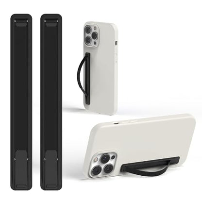 SleekStrip SleekGrip-Essential Ultra Thin Phone Grip Stand,Slim Metal Finger Loop Ring Hand Holder Strap Cell Phone Grips for iPhone 16 Pro Max,17 Air,Android,Case Back - Jet Black 2PK - color: 2PK [ Jet Black ]