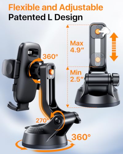 YRU 2026【100+LBS Suction & Flexible Low-Profile Arm】 Car Phone Holder Mount - color: Royal Blue