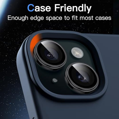 JETech Camera Lens Protector for iPhone 15/15 Plus, Black, 1 Set