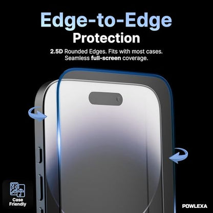 2 Pack Screen Protector for iPhone 17 Pro 6.3" 5X Stronger Tempered Glass 9H+ Hardness 12FT Military Grade Shatterproof HD Clear, Scratch Resistant Bubble-Free Installation Frame Case Friendly