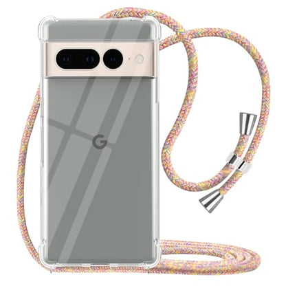 for Google Pixel 7 Pro Phone Case Clear Adjustable Shoulder Neck Lanyard Crossbody Cover Women Girls Soft TPU Slim Shockproof Protective Hanging Strap Mobile Case for Pixel 7 Pro - Rainbow - size: Google Pixel 7 Pro