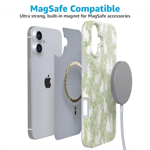 Casely iPhone 16 Case | Hop to it | Green Bunny | Compatible with MagSafe | Classic Ultra Thin Design - color: Hop to it | Green Bunny, size: Iphone 16