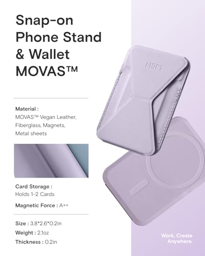 MOFT Magnetic Wallet Stand Compatible with iPhone 18/17/16/15/14/13 Series, Angle Adjustment Magsafe Compatible MOVAS Phone Stand - color: Peony, size: Standard