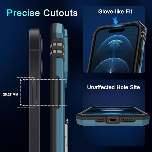 DEERLAMN Case for iPhone 15 with Slide Camera Cover + Screen Protector (2 Packs), Rotated Ring Kickstand Military Grade Shockproof Protective Cover-Light Blue - color: Light Blue