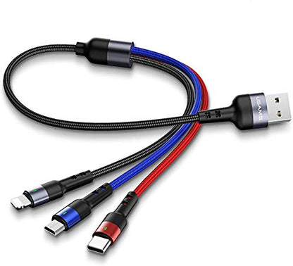 USAMS Multi USB Cable 1ft 2Pack Short 3 in 1 Charging Cable - size: 1FT
