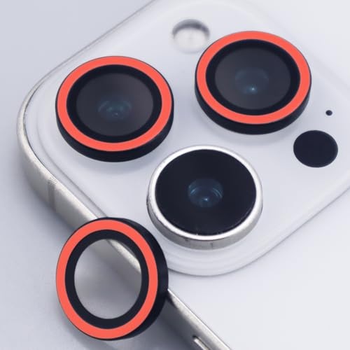 Luminous Camera Lens Protector for iPhone 16 Pro / 16 Pro Max Metal Ring Tempered Glass Glow in The Dark Lens Cover (3PCS) (Red, for iPhone 16 Pro/16 Pro Max) - color: Red