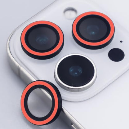 Luminous Camera Lens Protector for iPhone 16 Pro / 16 Pro Max Metal Ring Tempered Glass Glow in The Dark Lens Cover (3PCS) (Red, for iPhone 16 Pro/16 Pro Max) - color: Red