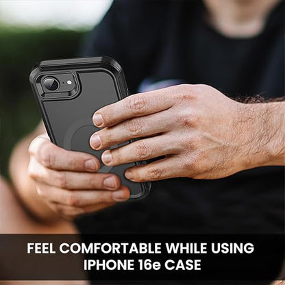 MXX for iPhone 16e & iPhone 17e Case, Heavy Duty [Compatible with MagSafe] 3-Layer Rugged Protective Cover, Shockproof Dustproof Drop Resistant Full Body Phone Case – Black - color: Black