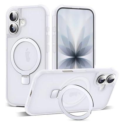 SKYLMW Compatible with iPhone 17 Case with Stand,Translucent | iPhone 17 Phone Case 6.3",Magnetic Ring Stand,Compatible with MagSafe,Military-Grade Protection,Great Grip Feeling - color: Translucent, size: Iphone 17