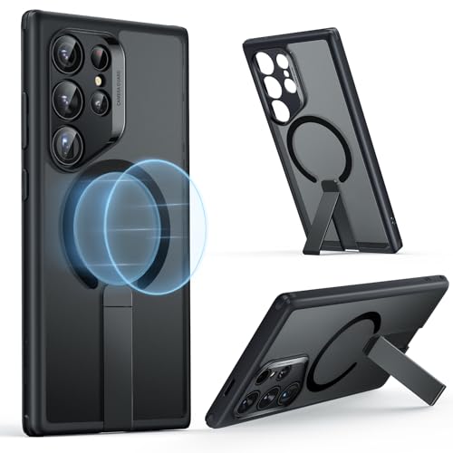ESR for Samsung Galaxy S24 Ultra Magsafe Case with Kickstand, Wireless Charging Compatible with Magnetic, 3 Stand Modes, Military-Grade Protection, Shockproof Case Slim Fit for S24 Ultra, Black - color: Magsafe Boost-Frosted Black