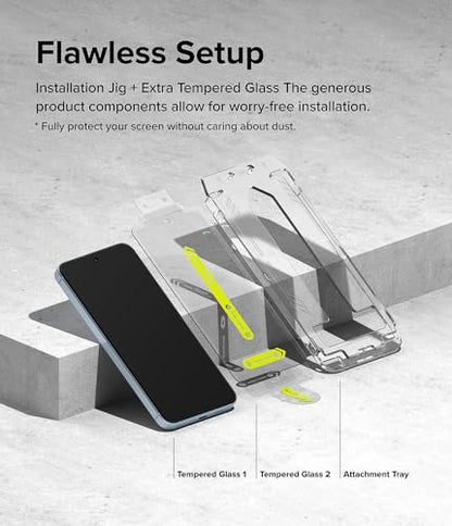 Ringke for Samsung Galaxy A35 5G Screen Protector [Easy Slide, 2 Pack] | Easy Installation with Alignment Tool, Case Friendly Premium 9H Hardness Tempered Glass - size: Galaxy A35